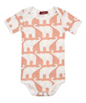 milkbarn short sleeve organic cotton one piece, rose elephant, 12 to 18 month