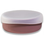 modern-twist rouge meal set comes with a bowl and lid that doubles as a bowl and plate. made with 100% pure food-grade silicone