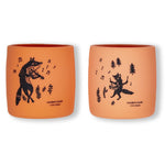 modern-twist fox family - melon sip set comes with two cups. 100% pure food-grade silicone