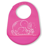 modern-twist bucket bib candy pink elephant hugs is a plastic-free baby bib made of 100% pure food-grade silicone
