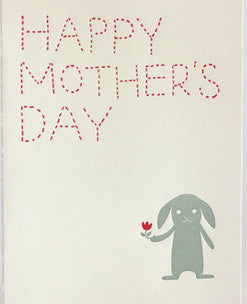 fugu fugu press mother's day bunny letterpress printed on natural white recycled paper