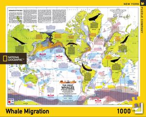 National Geographic Map whale migration is a 1000 Piece Jigsaw Puzzle. Made in USA. Recommended Age: 7+ Years