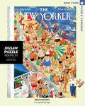 New York Puzzle Companys 1,000 piece jigsaw puzzle of the New Yorker cover beachgoing. Made in the USA
