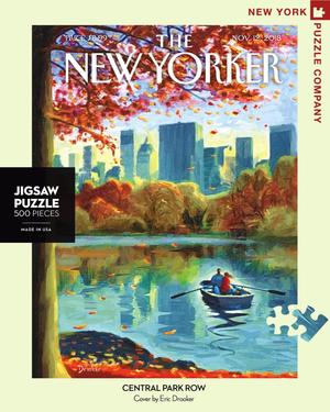 New York Puzzle Companys 500 piece jigsaw puzzle of the New Yorker cover central park row. Made in the USA