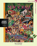 New York Puzzle Companys 1,000 piece jigsaw puzzle of the New Yorker cover day at the zoo. Made in the USA