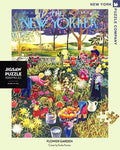New York Puzzle Companys 1,000 piece jigsaw puzzle of the New Yorker cover flower garden. Made in the USA