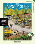 New York Puzzle Companys 500 piece jigsaw puzzle of the New Yorker cover garden center. Made in the USA