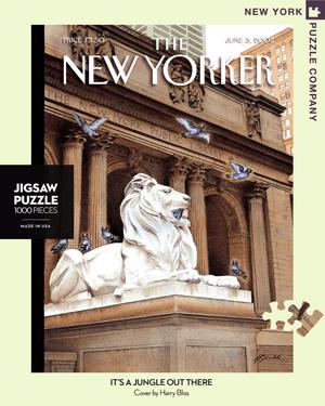 New York Puzzle Companys 1000 piece jigsaw puzzle of the New Yorker it's a jungle out there. Made in the USA