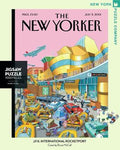 New York Puzzle Companys 1,000 piece jigsaw puzzle of the New Yorker cover jfk international rocketport. Made in the USA