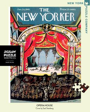 New York Puzzle Companys 1,000 piece jigsaw puzzle of the New Yorker cover opera house is made in the USA