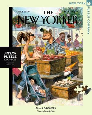 New York Puzzle Companys 1,000 piece jigsaw puzzle of the New Yorker cover small growers is made in the USA