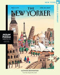 New York Puzzle Companys 1,000 piece jigsaw puzzle of the New Yorker cover ultimate destination. Made in the USA