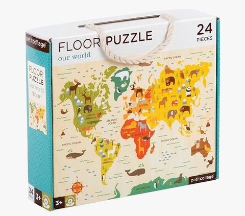 petit collage floor puzzle our world