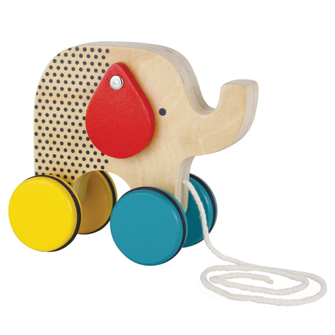petit collage Wooden Jumbo Jumping Elephant Pull Toy