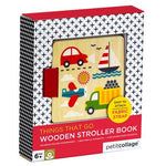 petit collage wood stroller book, things that go
