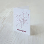 philadelphia subway map, lineposters note card