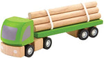 logging truck, planworld wooden toy from plan toys is made of sustainable rubber tree wood and painted with water-based dyes and organic color pigment