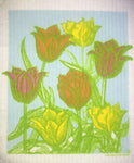 tulip garden swedish dishcloth:  biodegradable & compostable dishcloth made of 70% cellulose/30% cotton & water-based inks