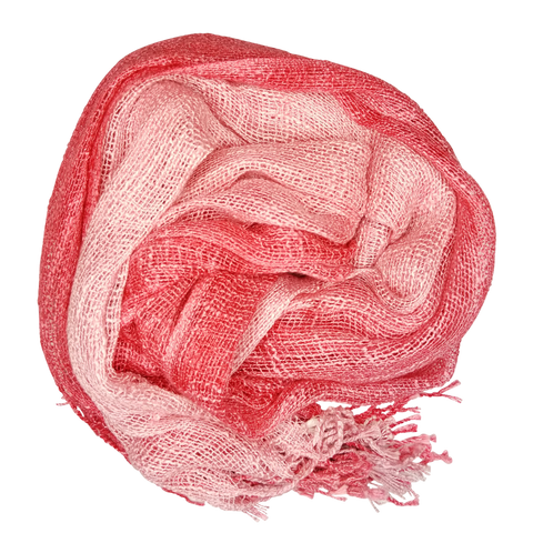 rubyzaar coral wabi silk scarves  are delicately hand spun & hand woven by skilled weavers in northern thailand. 