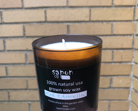 sapon mint citronella 10oz hand-crafted soy candles made in small batches using 100% USA soy wax