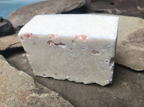 citrus and salt all-natural organic soap with notes of grapefruit, petitgrain and lime loaded with pink himalayan salt