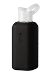squireme black 500ml borosilicate glass water bottle with silicone sleeve