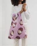 standard baggu pink coconut reusable shopping bag holds up to 50lbs. made from 40% recycled ripstop nylon