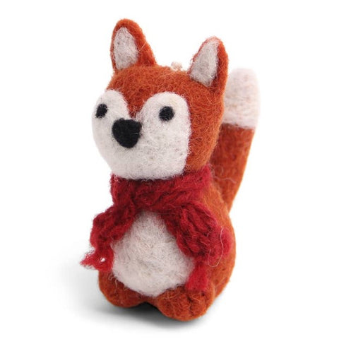 felt fox with scarf ornament