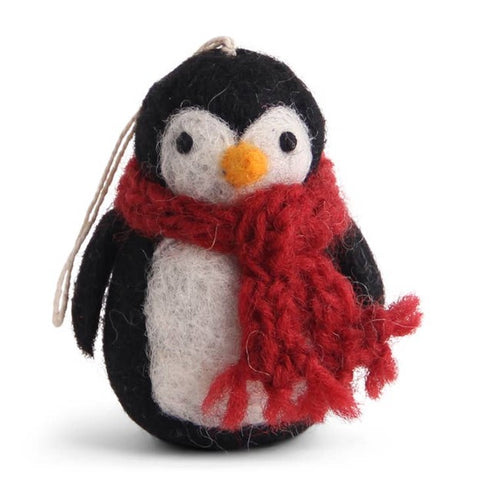 felt penguin with scarf ornament
