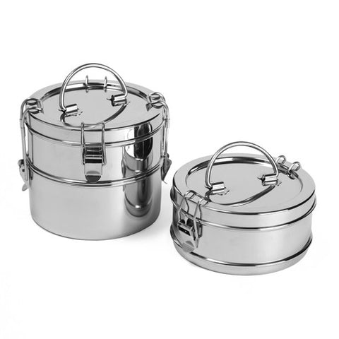 to-go ware stainless steel tiffin 2 tier  has 2 separate sections and the lid can be used as a plate