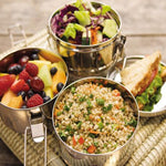 to-go ware stainless steel tiffin 3 tier  has 3 separate sections and the lid can be used as a plate