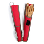 to-go ware bamboo utensil set - classic cayenne includes one spoon, fork, knife and a set of chopsticks