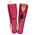 to-go ware bamboo utensil set - kids melon  includes spoon, fork & knife. can fit into lunch box or outside using carabiner