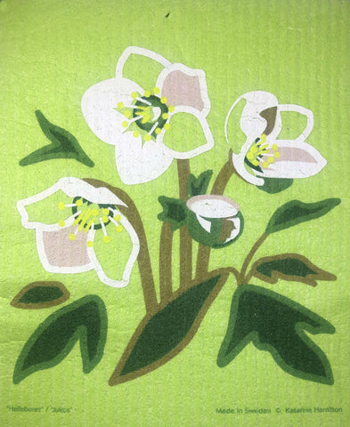 hellebores swedish dishcloth:  biodegradable & compostable dishcloth made of 70% cellulose/30% cotton & water-based inks
