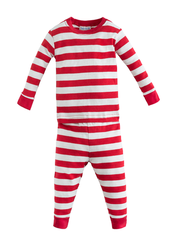 under the nile organic baby long johns, red rugby stripe, 4 year+