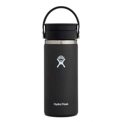 hydro flask wide mouth black 16 oz coffee with flex sip lid