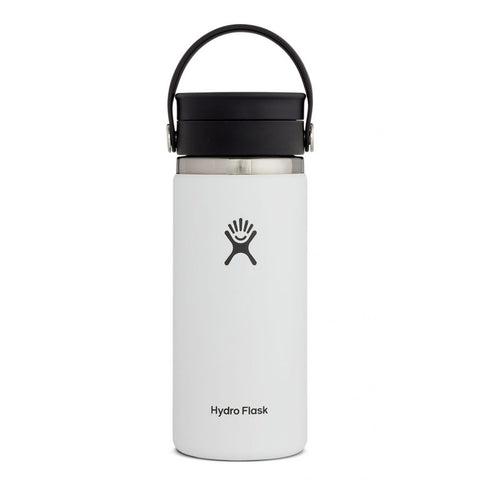 hydro flask wide mouth white 16 oz coffee with flex sip lid